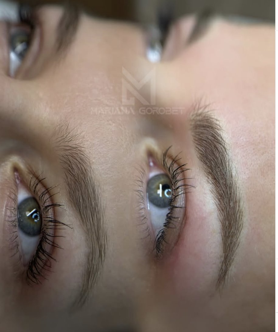 Detalle de cejas con técnica pelo a pelo, resultado natural